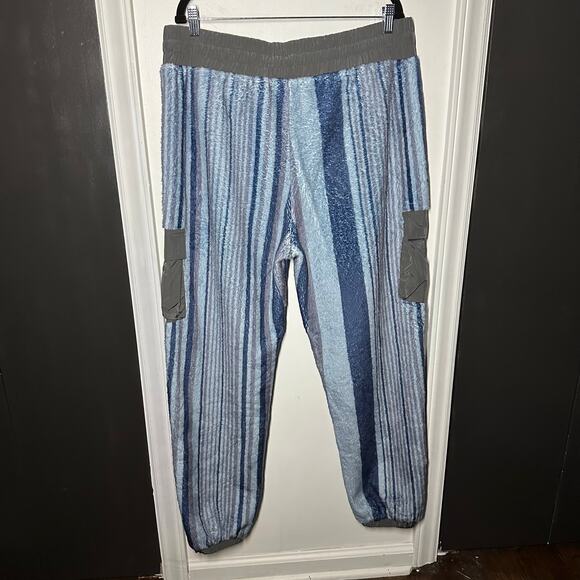 Tru Kolors Blue Striped Fleece Joggers Pants Size XXL Sherpa Men's Matching - Picture 5 of 11